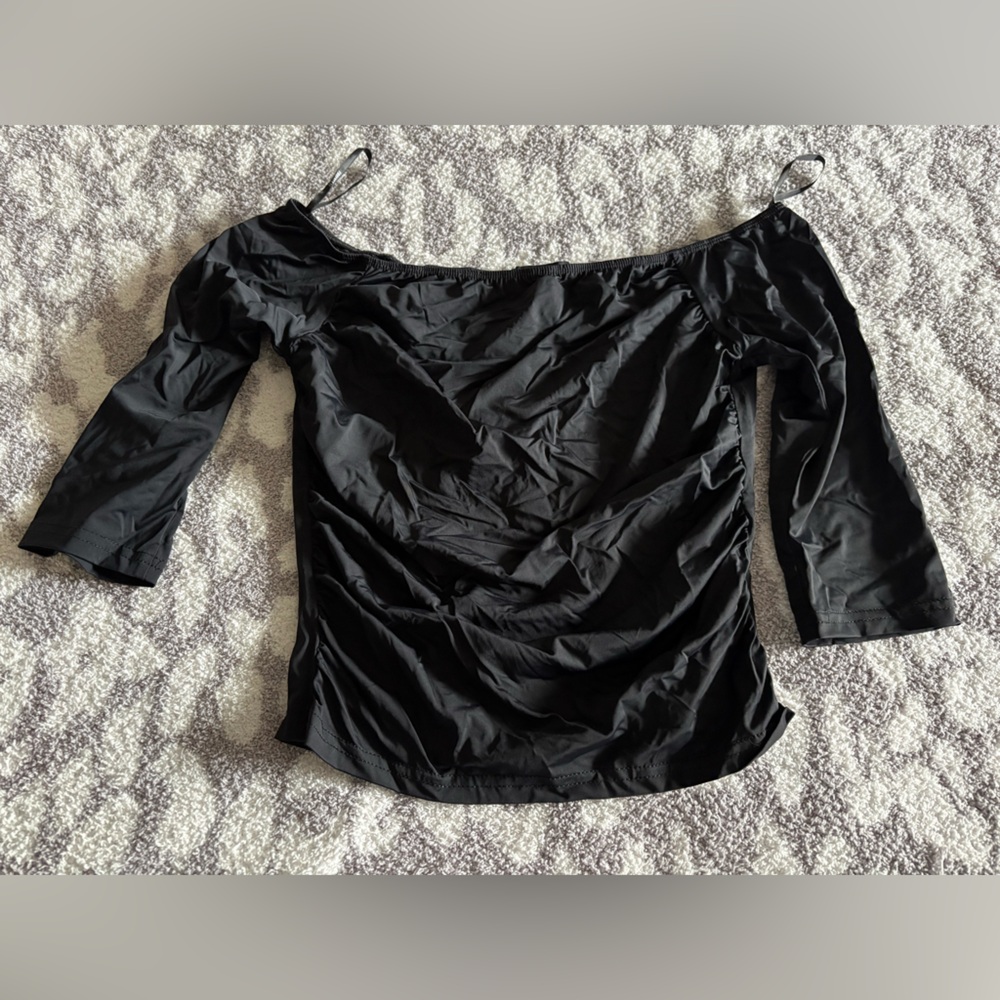 runched off the shoulder crop top